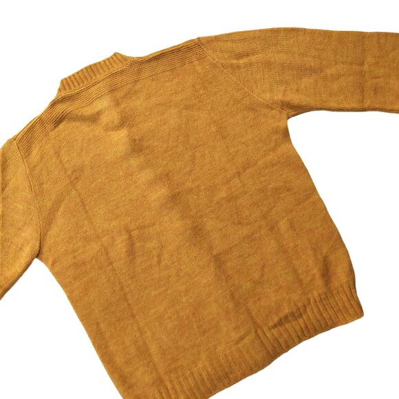 Pure Vintage 1940s-1950s Woven Yellow & Orange Long Sleeve Cardigan Sweater - Picture 7 of 12